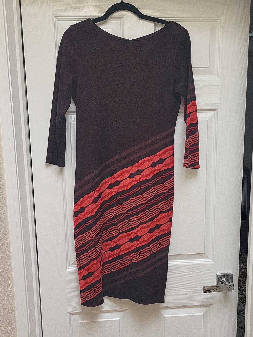 Yoana Baraschi Black Dress with Red Wave Panel